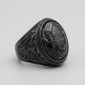 Siegelring mit schwarzem Marmor und ovalem Cabochon
