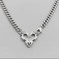 Flame Heart Clasp Cuban Chain Necklace