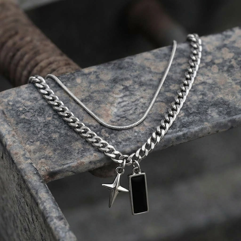 Layered Star & Bar Necklace