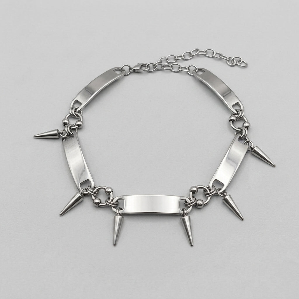 Chokerketting met spiegelstaafjes en hangende punten