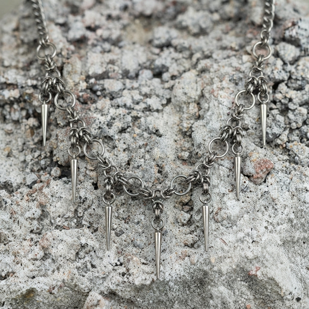 Byzantine Chainmail Seven Spike Necklace