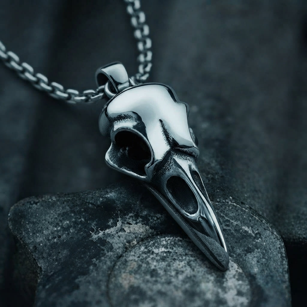 Raven Skull Pendant Necklace
