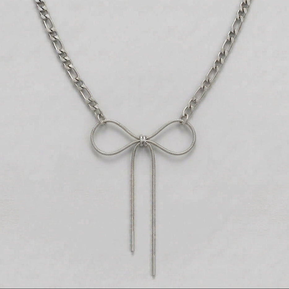 Figaro Chain Snake Bow Lariat Necklace
