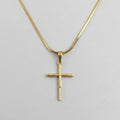 Gold Slim Crystal Drop Cross Snake Chain Necklace