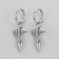 Twisted Ring Cross Spike Charm Hoop Earrings