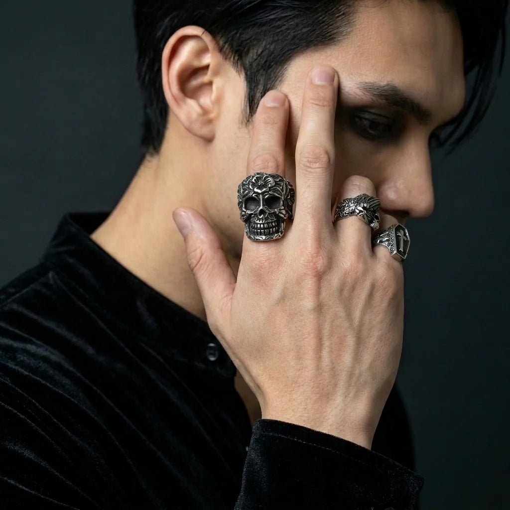 Blooming Skull Signet Ring