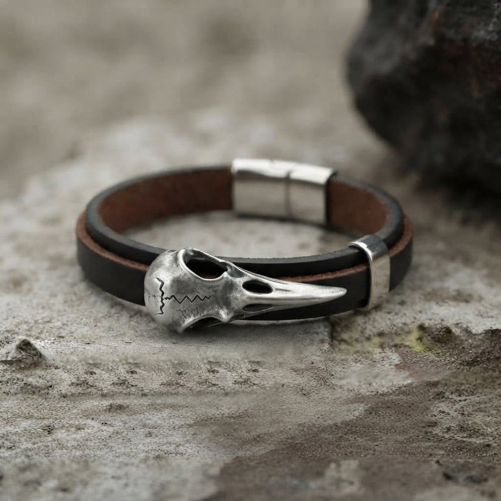 Bone Totem Bird Skull Leather Bracelet