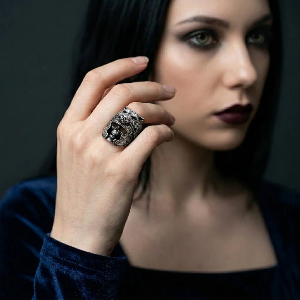 Wolf Helm Skull Gladiator Ring