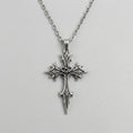 Spiked Floral Gothic Cross Pendant Necklace