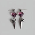 Amethyst Crystal Heart Spike Drop Earrings