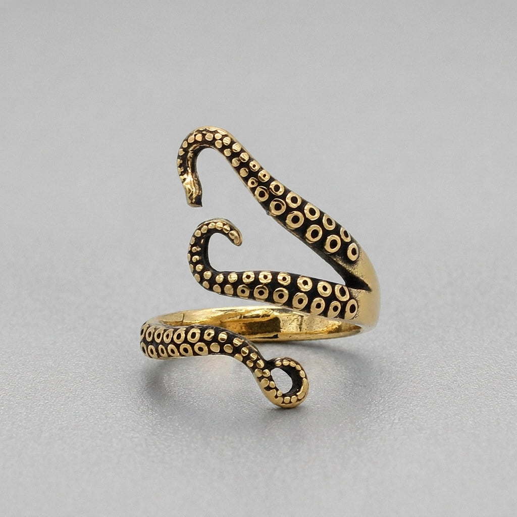 Antique Gold Octopus Tentacle Ring