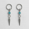 Aqua Crystal Bezel Spike Drop Hoop Earrings