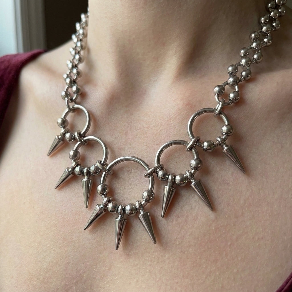 Beaded Ball Spike Necklace