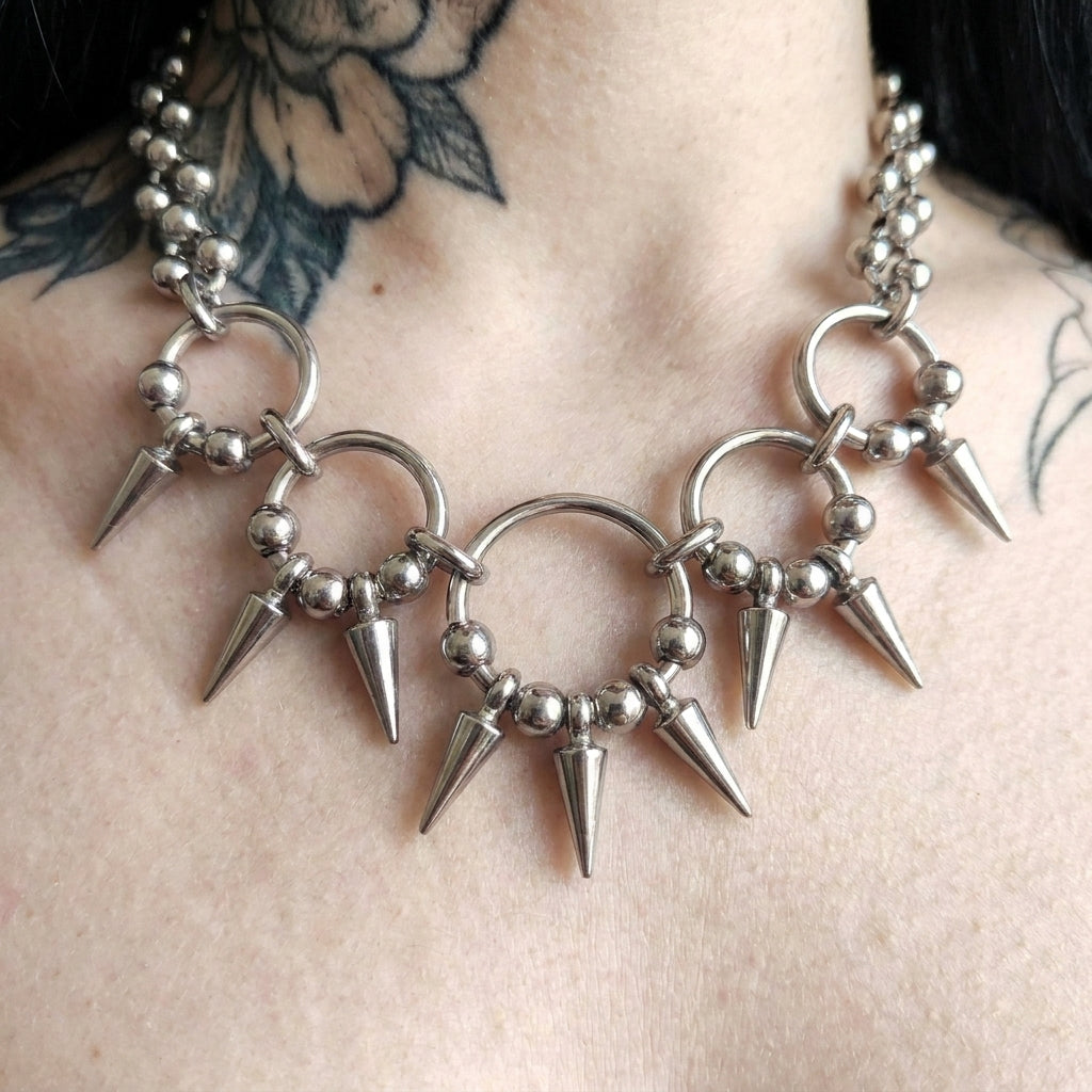 Beaded Ball Spike Necklace