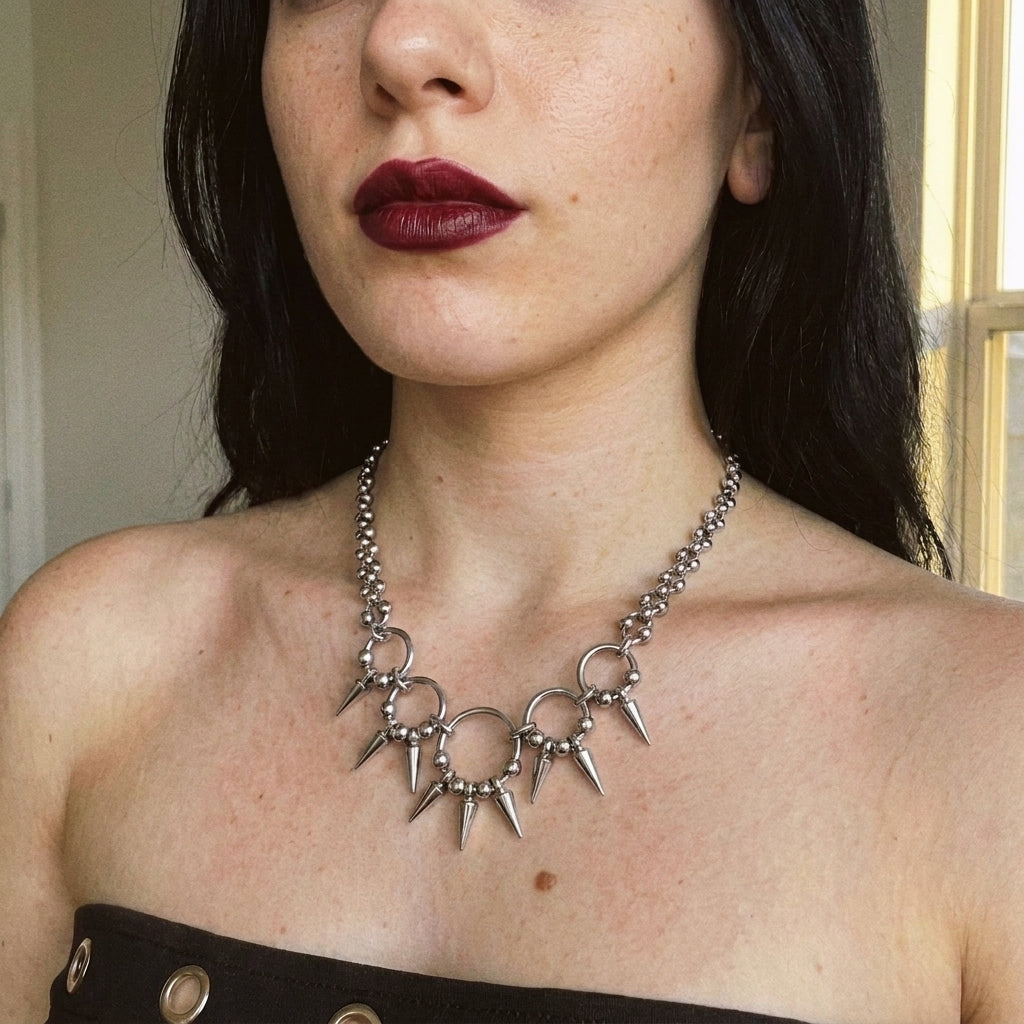 Beaded Ball Spike Necklace