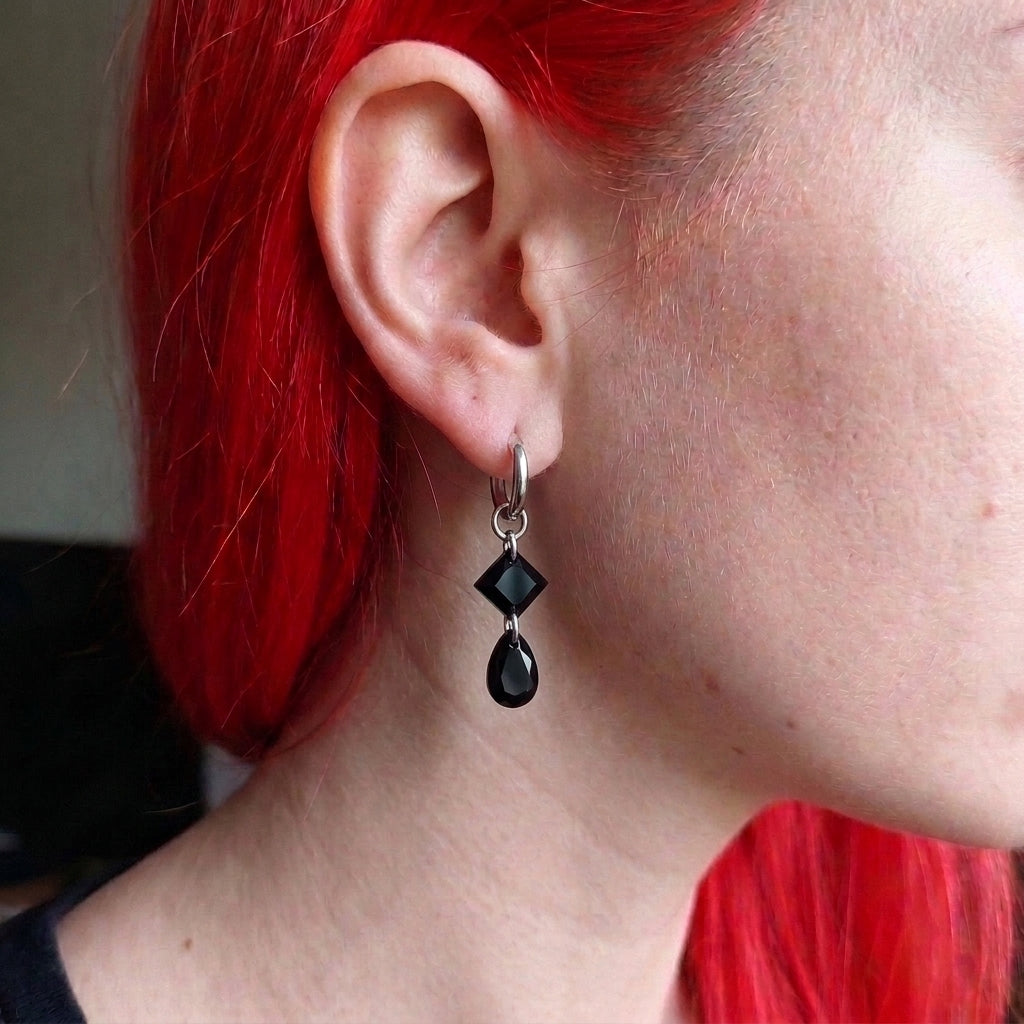 Black Crystal Drop Earrings