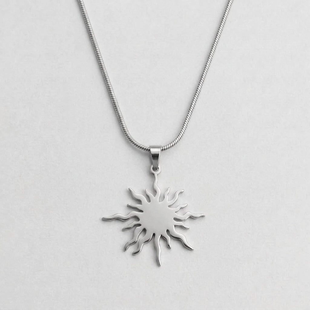 Blazing Sun Pendant Snake Chain Necklace