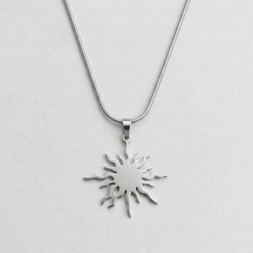 Blazing Sun Pendant Snake Chain Necklace
