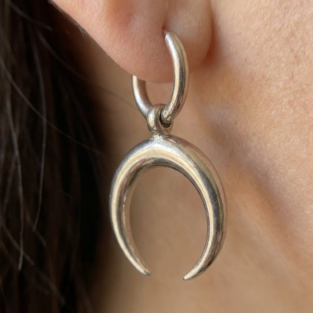 Bold Crescent Moon Dangle Earrings