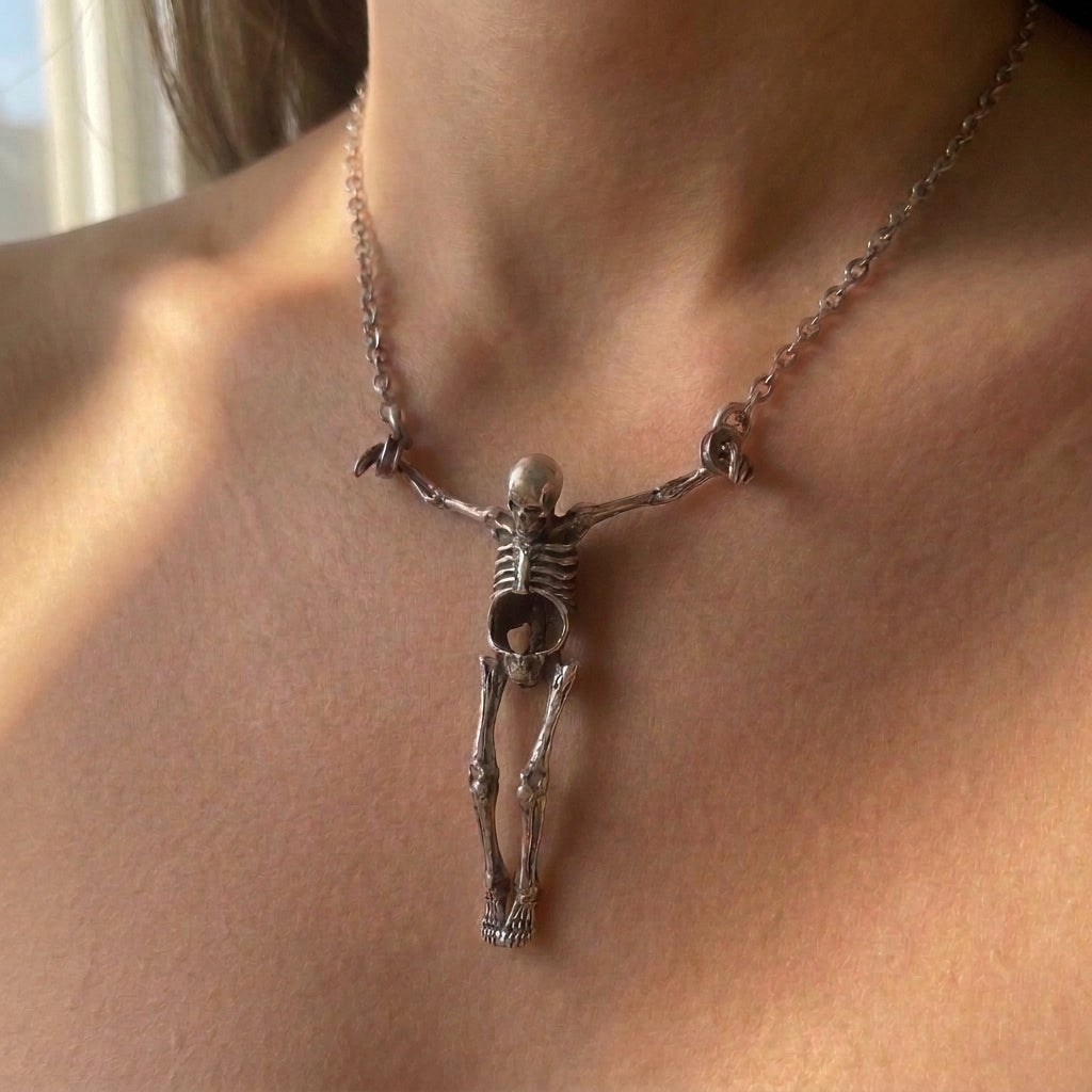 Bone Crucifix Gothic Skeleton Necklace