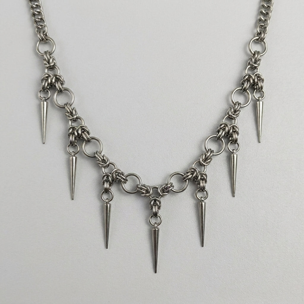 Byzantine Chainmail Seven Spike Necklace