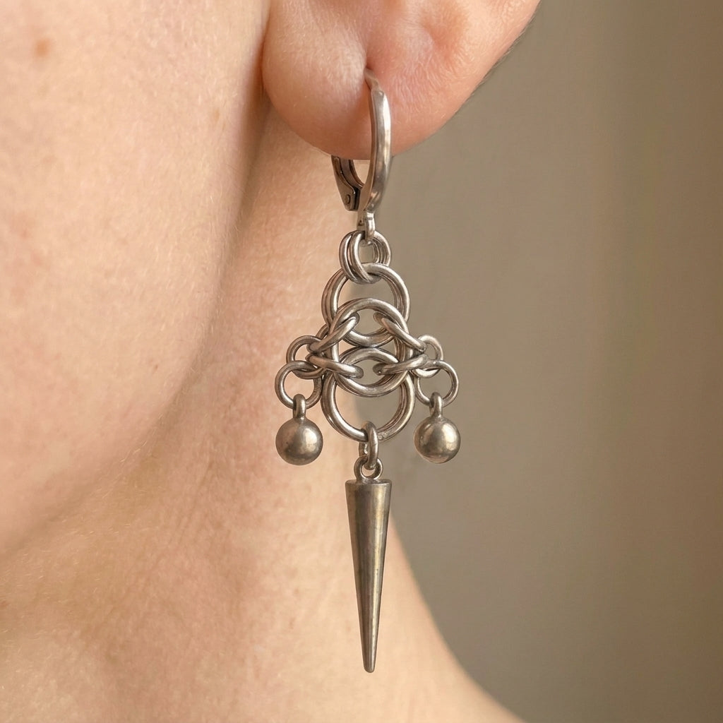 Chainmail Spike Drop Earrings