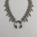 Circular Barbell Spike Fringe Chainmail Necklace