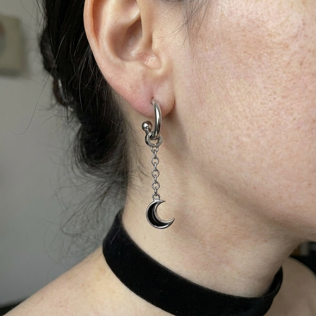 Crescent Moon Enamel Drop Earrings