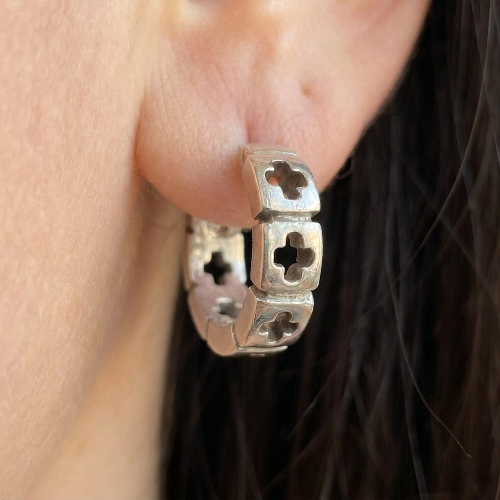 Cross Cutout Huggie Hoop Earrings