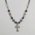 Crystal Cross & Cross Bead Figaro Necklace