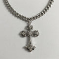 Crystal Filigree Gothic Cross Curb Chain Necklace