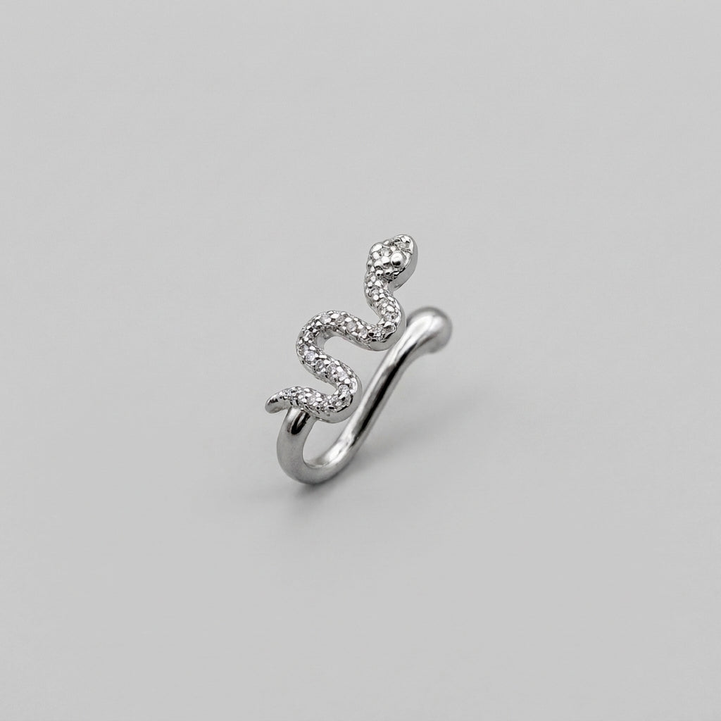 Crystal Pave Snake Twist Nose Ring Silver