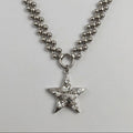 Crystal Pave Star Double Ball Chain Necklace