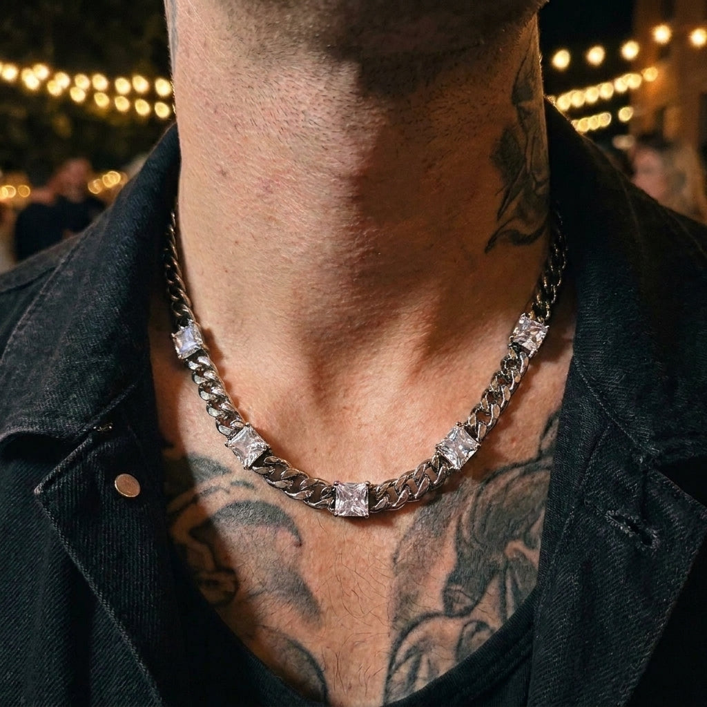 Crystal Station Curb Chain Necklace