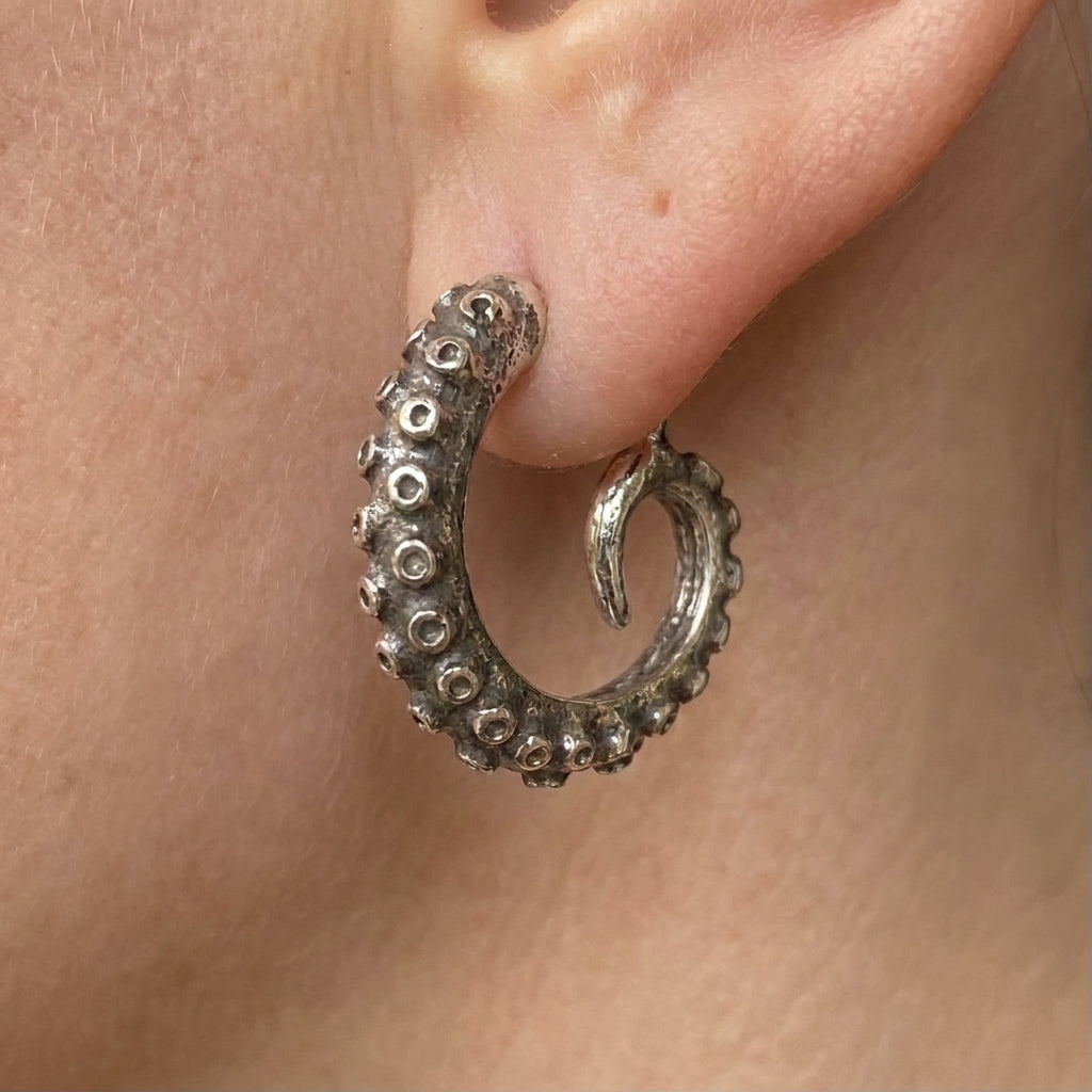 Curled Tentacle Stud Earrings