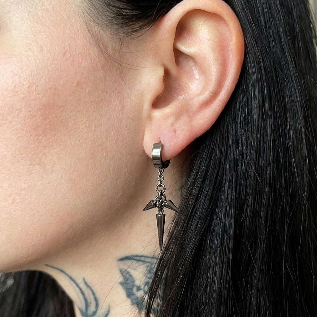 Dagger Cross Spike Earrings