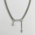 Double Layer Floating Pearl Box Chain Necklace