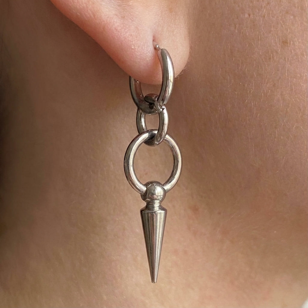Double Ring Spike Drop Earrings