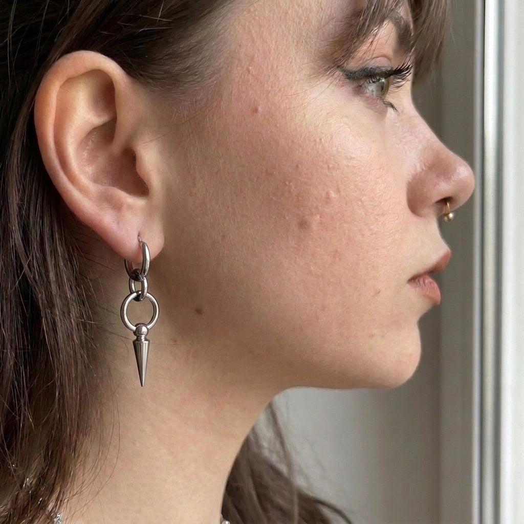 Double Ring Spike Drop Earrings