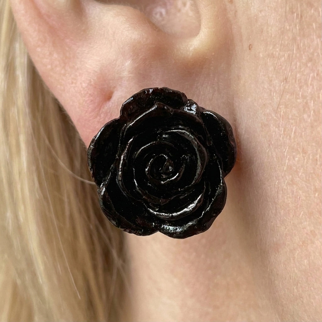 Eternal Black Rose Earrings