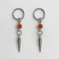 Fire Orange Crystal Bezel Spike Drop Hoop Earrings