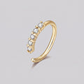 Five Crystal Open Band Nose Ring Gold