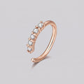 Five Crystal Open Band Nose Ring Rose Gold
