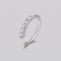 Five Crystal Open Band Nose Ring Silver
