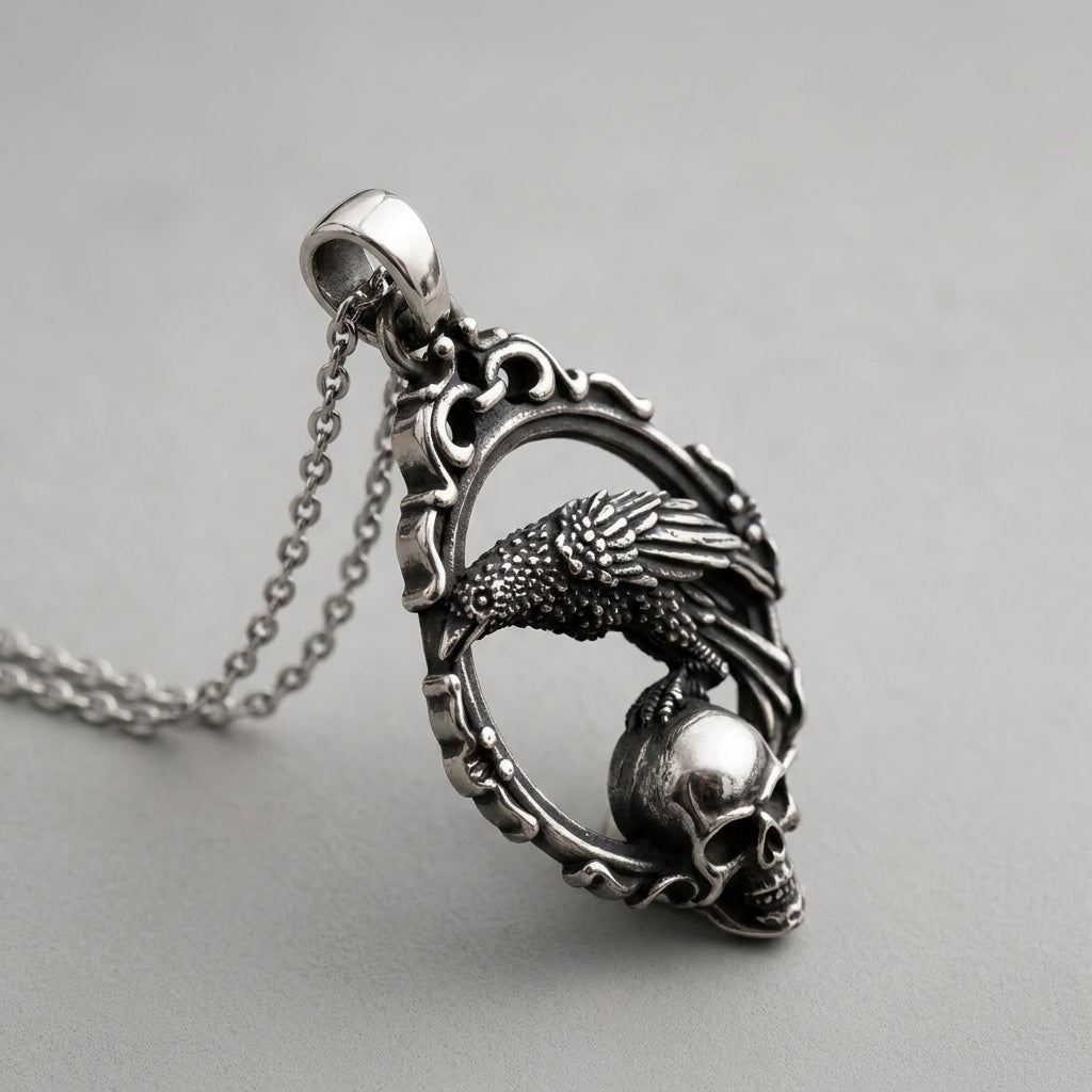 Raven & Skull Frame Necklace