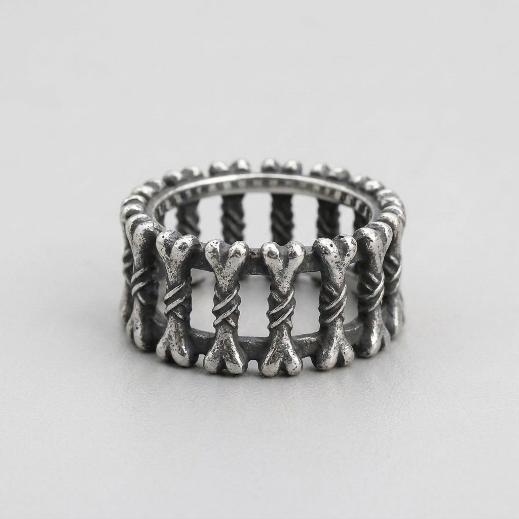 Crossed Bone Lace Wide Band