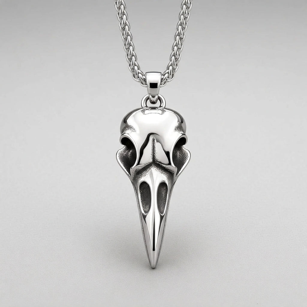 Raven Skull Pendant Necklace