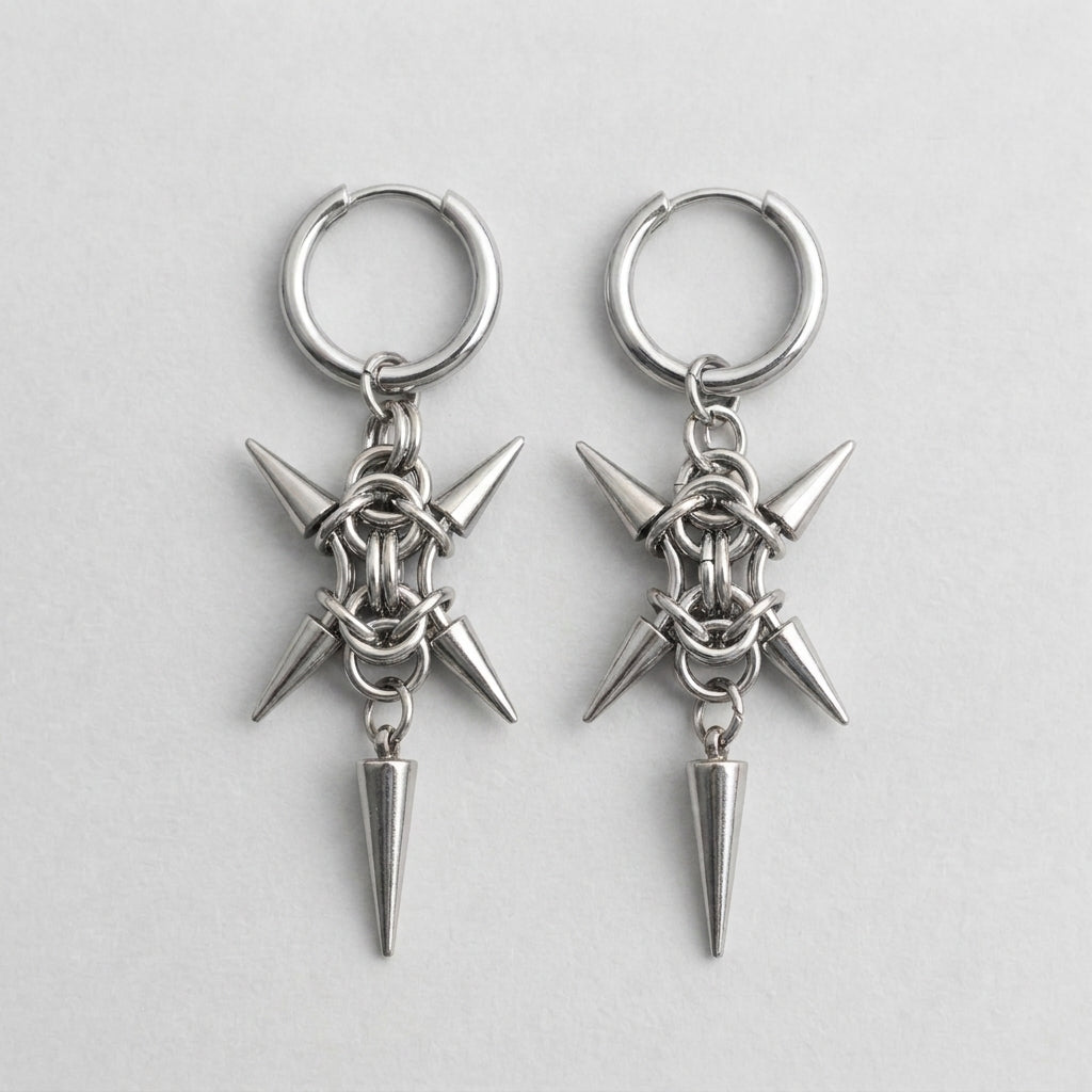 Spiked Cross Drop Earrings
