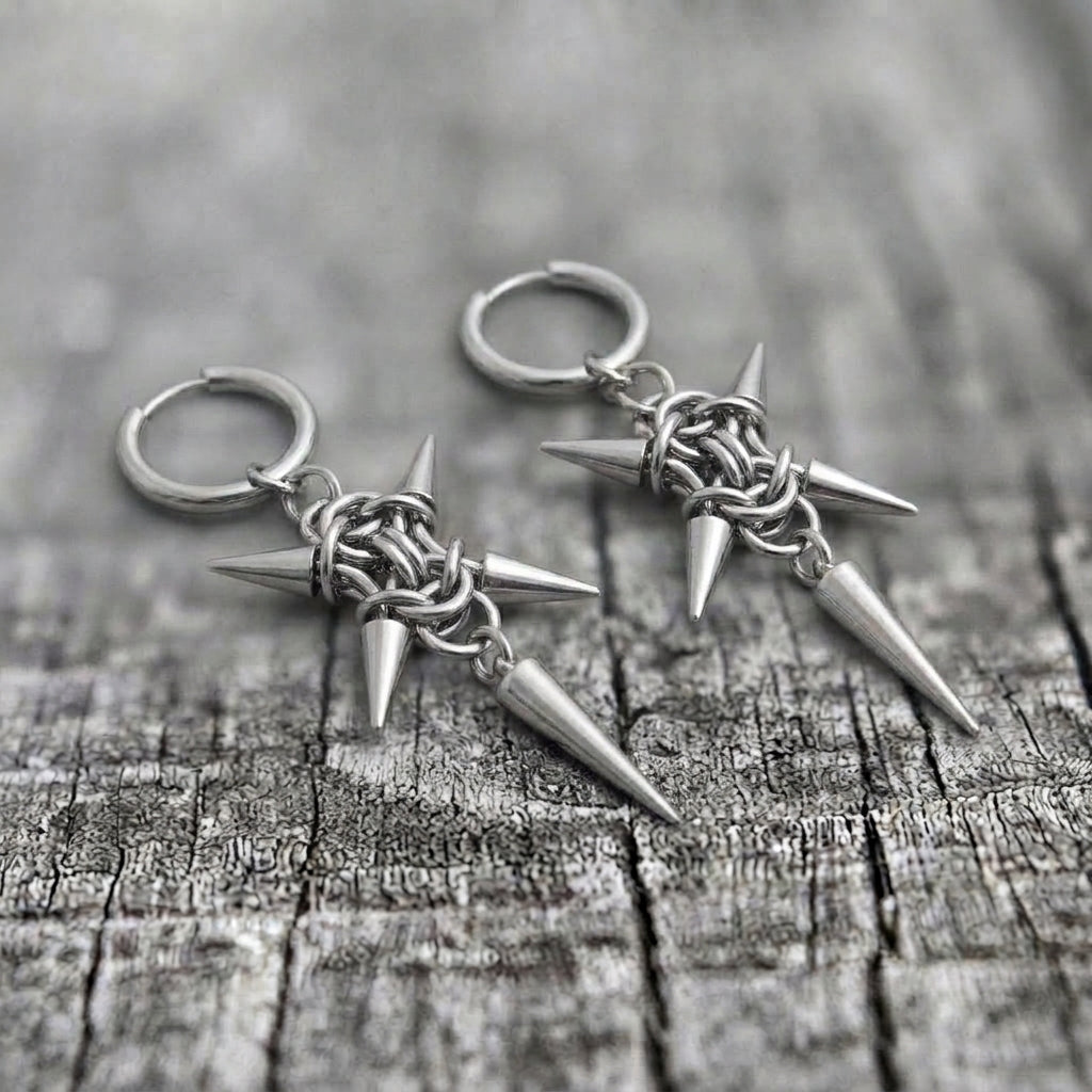Spiked Cross Drop Earrings