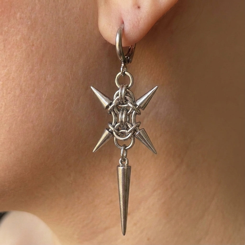 Spiked Cross Drop Earrings